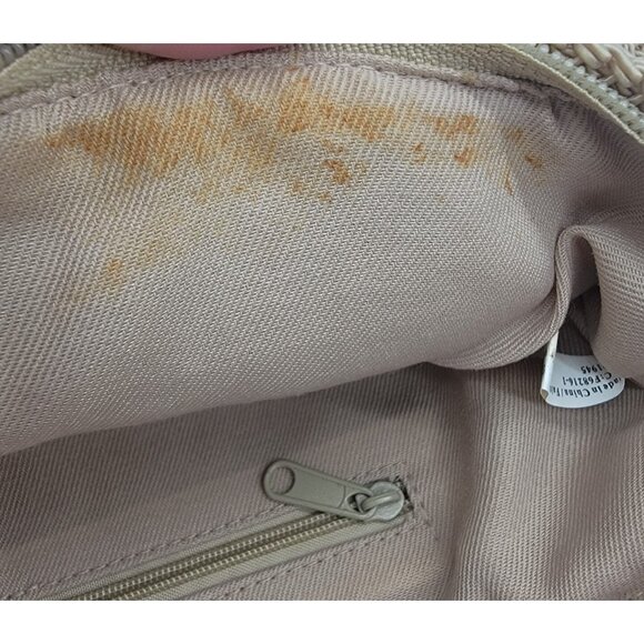 Tan Handbag with Applique Crochet Shoulder Bag Matching Attached Coin Purse - Picture 11 of 12